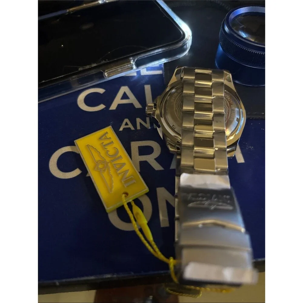 Invicta Silver Watch with Black Dial and Bezel